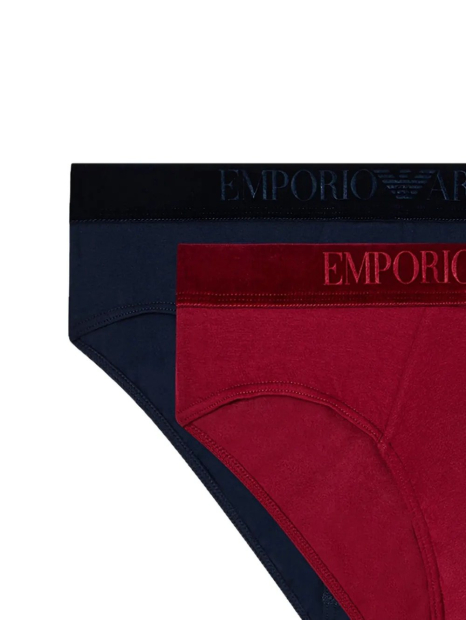 Набор мужских трусов брифов 2 шт Emporio Armani в подарочной коробке 1161096171 (Синий/Бордовый XL)