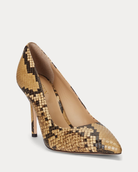 Женские кожаные туфли Lindella II Ralph Lauren на каблуке 38,5 (7,5 US) 24,5 см Коричневый 1159846693