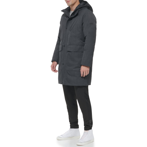 Подовжена чоловіча куртка-парка DKNY з капюшоном 1159842609 (Сірий M)