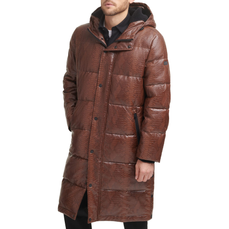 Мужская водонепроницаемая длинная куртка DKNY с капюшоном 1159846799 (Коричневый L)