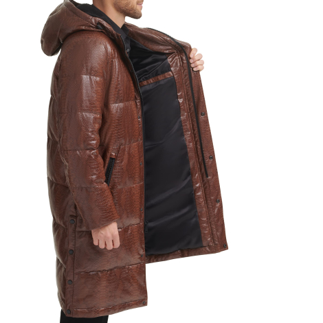 Мужская водонепроницаемая длинная куртка DKNY с капюшоном 1159846799 (Коричневый L)