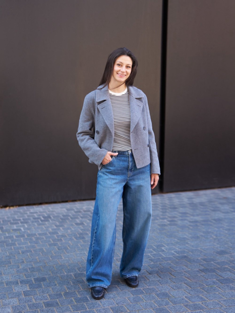 Жіноче коротке пальто Uniqlo 1159853416 (Сірий XL)