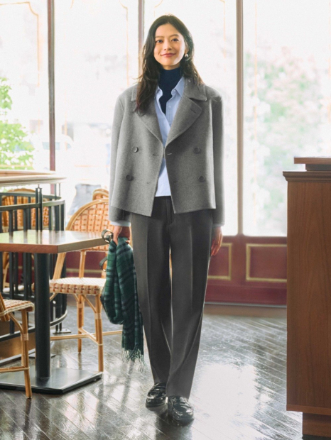 Жіноче коротке пальто Uniqlo 1159853416 (Сірий XL)