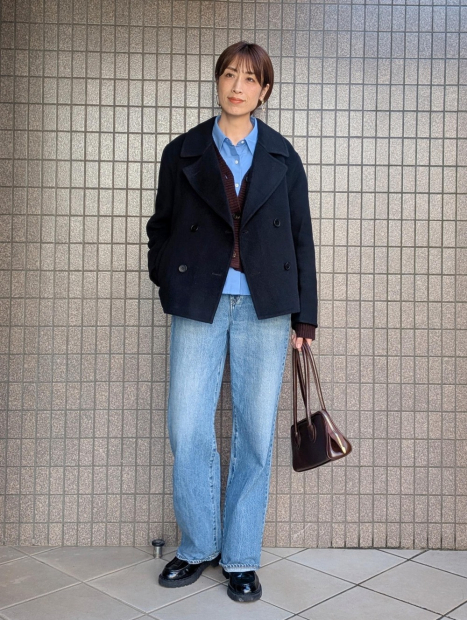 Женское короткое пальто Uniqlo 1159855893 (Синий L)