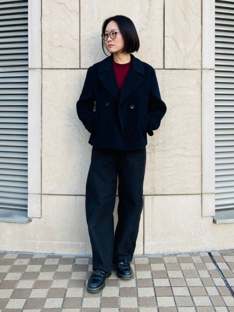 Женское короткое пальто Uniqlo 1159855893 (Синий L)