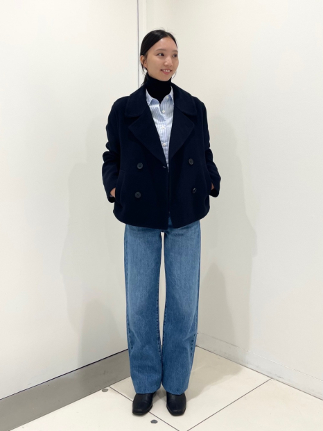 Женское короткое пальто Uniqlo 1159855893 (Синий L)