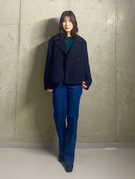 Женское короткое пальто Uniqlo 1159855893 (Синий L)