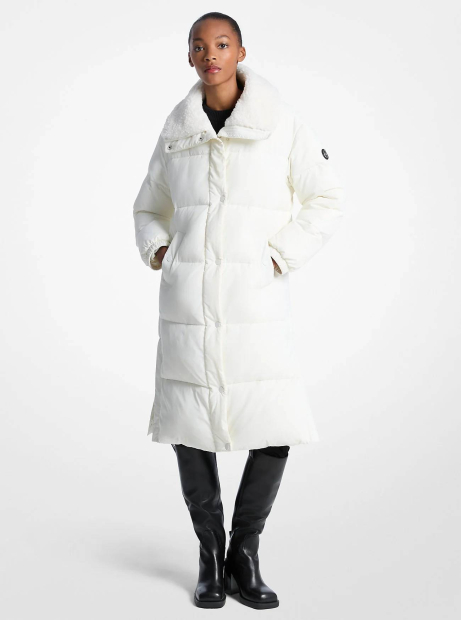 Женская стеганая куртка Michael Kors с меховым воротником 1159860813 (Белый L)
