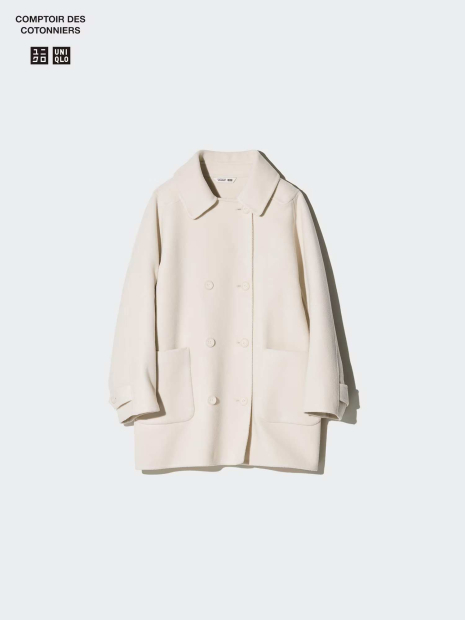 Мягкое полушерстяное пальто Uniqlo 1161023679 (Молочный S)
