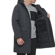 Подовжена чоловіча куртка-парка DKNY з капюшоном 1159842609 (Сірий M)