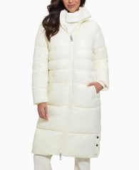 Подовжена жіноча куртка Guess з капюшоном 1159843891 (Молочний S)