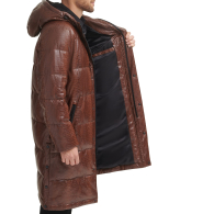 Мужская водонепроницаемая длинная куртка DKNY с капюшоном 1159846799 (Коричневый L)