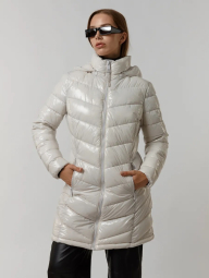 Женская удлиненная куртка Calvin Klein с капюшоном 1159849643 (Серый L)