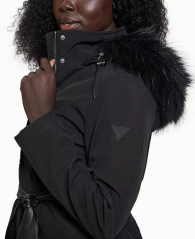 Парка с капюшоном Guess с отделкой из экомеха 1159850150 (Черный S)