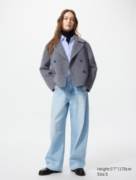 Жіноче коротке пальто Uniqlo 1159853416 (Сірий XL)