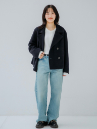 Женское короткое пальто Uniqlo 1159855893 (Синий L)