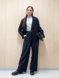 Женское короткое пальто Uniqlo 1159855893 (Синий L)