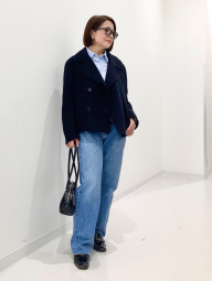 Женское короткое пальто Uniqlo 1159855893 (Синий L)