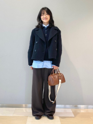 Женское короткое пальто Uniqlo 1159855893 (Синий L)