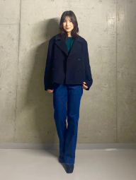 Женское короткое пальто Uniqlo 1159855893 (Синий L)