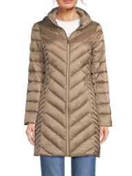 Женская стеганая куртка Michael Kors со скрытым капюшоном 1159856874 (Коричневый M)