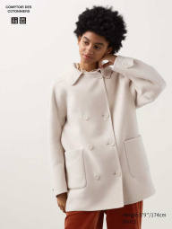 Мягкое полушерстяное пальто Uniqlo 1161023679 (Молочный S)