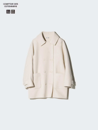 Мягкое полушерстяное пальто Uniqlo 1161023679 (Молочный S)
