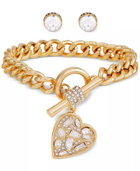 Набор украшений GUESS браслет с подвеской и серьги 1159838768 (Золотистый One size)