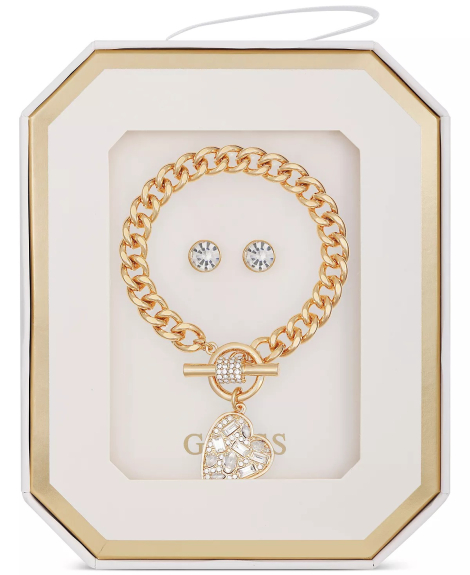 Набор украшений GUESS браслет с подвеской и серьги 1159838768 (Золотистый One size)
