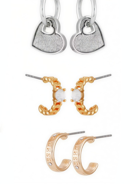 Набор сережек GUESS 9 пар 1159846882 (Золотистый/Серебристый One size)