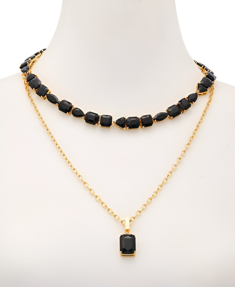 Двойное колье GUESS 1159847373 (Черный/Золотистый One size)