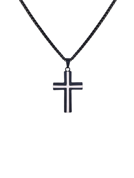 Комплект Guess із ланцюжка з хрестом із темного металу та браслета 1159850328 (Чорний One size)