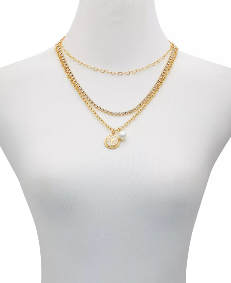 Многослойное колье GUESS с подвесками 1159858531 (Золотистый One size)