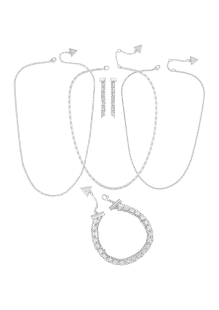 Набор украшений GUESS три колье, серьги и браслет 1161960827 (Серебристый One size)