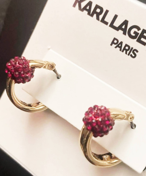 Серьги-кольца Karl Lagerfeld Paris сережки с камнями 1162588688 (Золотистый One size)