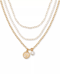 Многослойное колье GUESS с подвесками 1159858531 (Золотистый One size)
