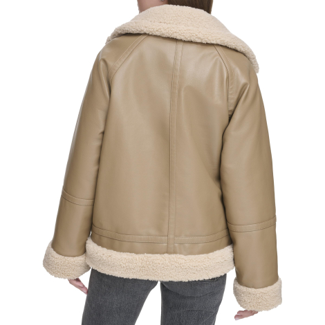 Жіноча куртка з екошкіри Levi's з шерпою 1159838196 (Коричневий XL)