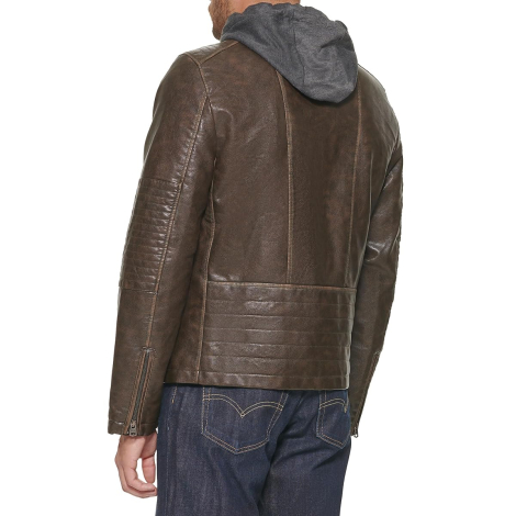 Мужская куртка из экокожи Levi's с капюшоном 1159841153 (Коричневый XXL)
