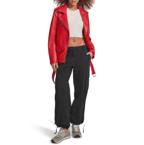 Женская куртка из экокожи Levi's на молнии 1159841303 (Красный XS)