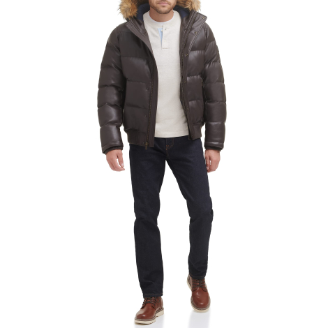 Мужская куртка из искусственной кожи Tommy Hilfiger 1159841817 (Коричневый S)
