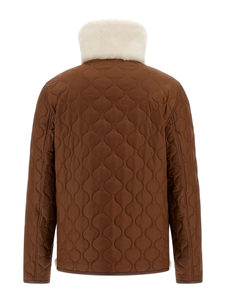 Чоловіча куртка GUESS з екошкіри з хутряним коміром 1159842412 (Коричневий XXL)
