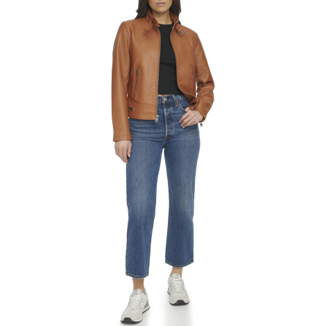 Женская куртка из экокожи Levi's на молнии 1159842742 (Коричневый XXL)