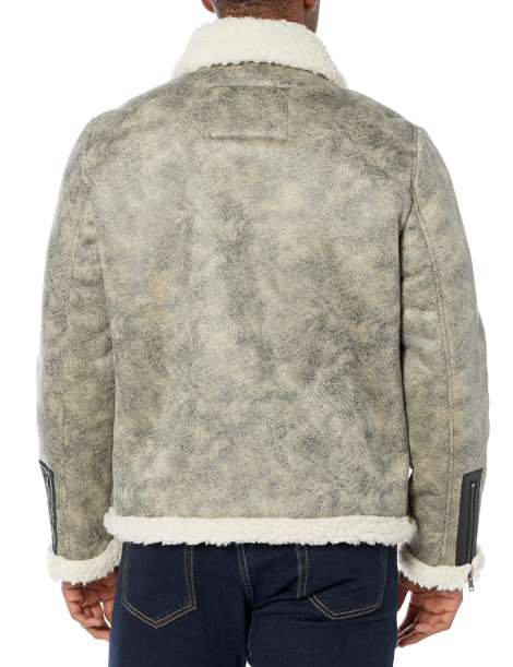 Мужская дубленка Tommy Hilfiger куртка из искусственной кожи с подкладкой из шерпы 1159842834 (Серый XXL)