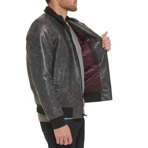 Мужской куртка Tommy Hilfiger из искусственной кожи 1159842862 (Черный XXL)