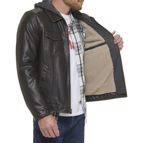 Чоловіча вінтажна куртка Levi's зі штучної шкіри 1159842950 (Коричневий M)