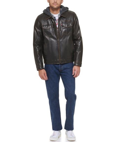 Чоловіча вінтажна куртка Levi's зі штучної шкіри 1159842950 (Коричневий M)