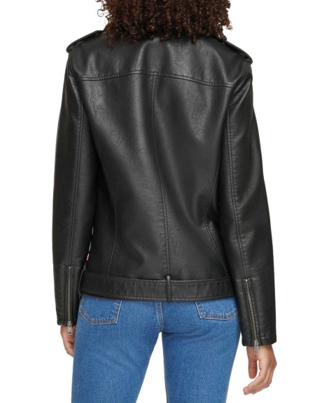 Женская куртка из экокожи Levi's на молнии 1159843815 (Черный XS)