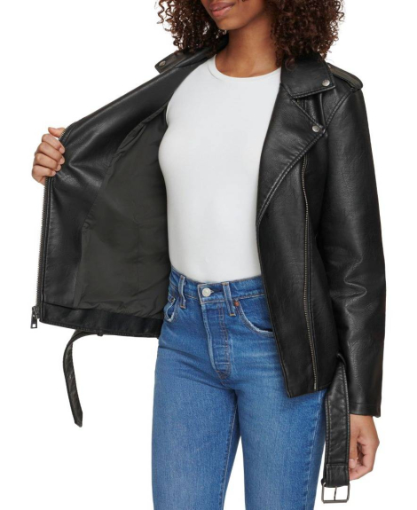 Женская куртка из экокожи Levi's на молнии 1159843815 (Черный XS)