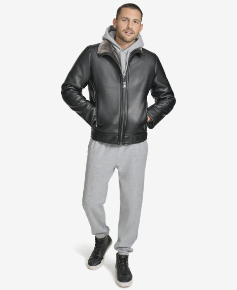 Мужская куртка из экокожи Calvin Klein на экомехе 1159846372 (Черный S)