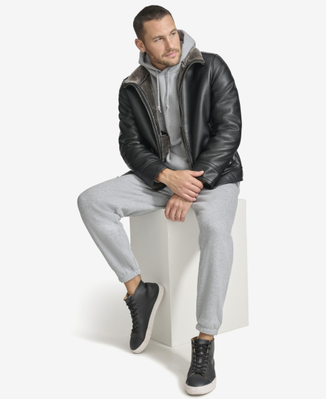 Чоловіча куртка з екошкіри Calvin Klein на екоміху 1159846372 (Чорний S)